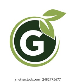 Nature Logo combine with letter G vector template