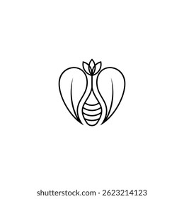 Nature logo, with the concept of shoots and leaves in the shape of a heart