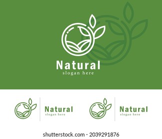 nature logo creative farm landscape emblem business line circle