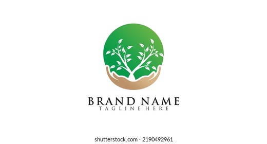 Logo de la naturaleza con diseño de hoja creativa Vector Premium
