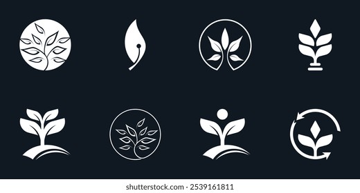 nature logo design collection with creative concept premium vector