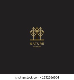 Nature Logo Design Concept. Tropical Plant. Minimal icon of abstract landscape. Geometric Element. Elegant and Modern Vector Illustration