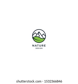 Nature Logo Design Concept. Tropical Plant. Minimal icon of abstract landscape. Geometric Element. Elegant and Modern Vector Illustration