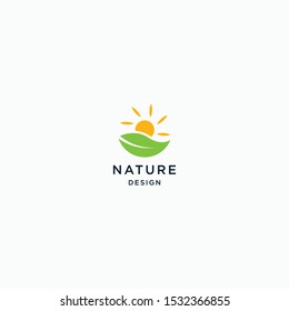 Nature Logo Design Concept. Tropical Plant. Minimal icon of abstract landscape. Geometric Element. Elegant and Modern Vector Illustration