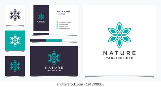 Nature logo design with creative concept and business card. Logo design template Premium Vector
