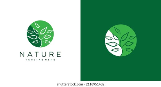 Naturlogo-Design mit kreativem Konzept Premium Vector