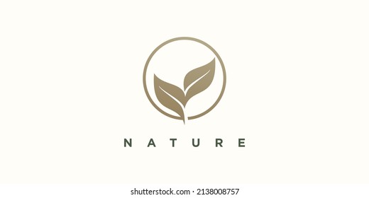 Diseño del logotipo de la naturaleza con concepto sencillo y creativo Vector Premium