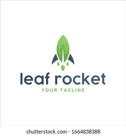 Nature Logo Design for Green Leaf with Rocket Vector or Flying Rocket with Flame/Fair