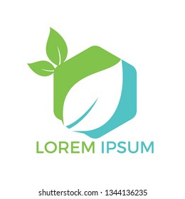 Nature logo design. Green tropical leaves icon. Tree foliage logotype template.