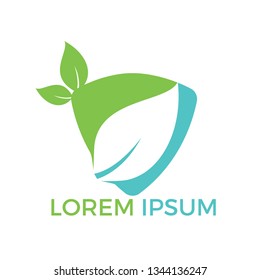Nature logo design. Green tropical leaves icon. Tree foliage logotype template.