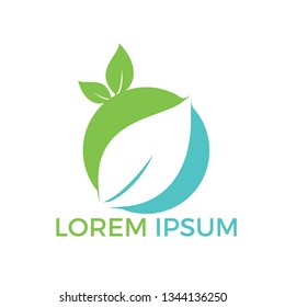 Nature logo design. Green tropical leaves icon. Tree foliage logotype template.