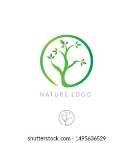 Nature logo design  for holistic medicine centers, yoga classes, natural and organic food products and packaging - circles made with leaves and flowers