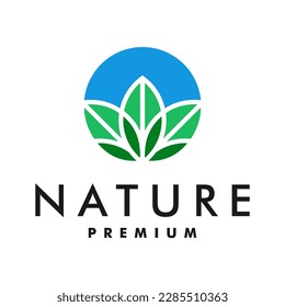 Diseño de logotipo de naturaleza con ilustración vectorial de icono de hoja