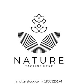 Nature Logo Design. Line Art Logo vector illustration