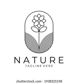 Nature Logo Design. Line Art Logo vector illustration