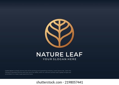 Nature logo design in linear style template modern minimalist and elegant