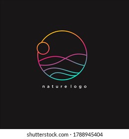 nature logo design. sun, sea, line, concept logo design.