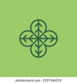 Nature logo design. Symbol of 4 leaves and flower. Growth, progress, natural, organic, sustainability.