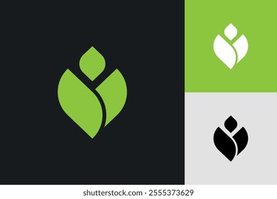 Nature logo design. Symbol of growing green leaf or plant or flower. Growth, organic, natural, sustainability, progress.
