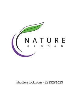 Nature Logo Design Template, Beauty Concept Using Leaf Icon For Spa, Skincare, And Cosmetic