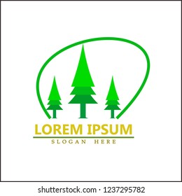 Nature logo design, three pine tree illustrations for business companies / natural themed lodging services
