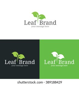 Nature logo design. Two leaves on one stalk vector illustration.