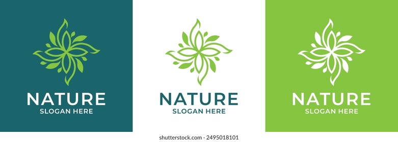 Nature logo design with unique concept Premium Vector