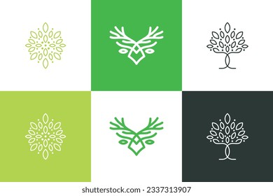 Nature logo design vector collection with creative unique element idea