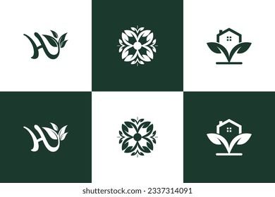 Nature logo design vector collection with creative unique element idea