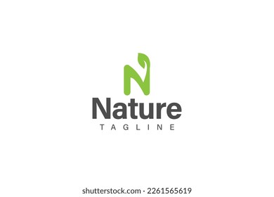 Design-Vektorgrafik des Naturlogos mit Buchstabe N Konzept