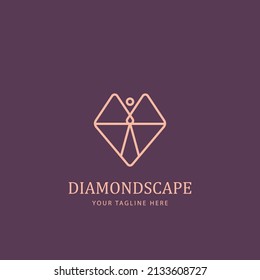 nature logo, diamond logo with mountain view, abstract badge can be used for design of natural products, flower shop, cosmetics, ecology concepts, health, spa, yoga