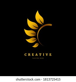 Nature logo, Floral logo concept, vector abstract emblem, outline monogram concept for organic shop