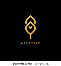 Nature logo, Floral logo concept, vector abstract emblem, outline monogram concept for organic shop
