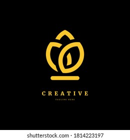 Logotipo de la naturaleza, concepto de logotipo floral, emblema abstracto vectorial, concepto de monograma esquemático para tienda orgánica
