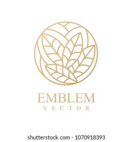 Nature logo. Floral logo. Flower icon. Floral emblem. Cosmetics, Spa, Beauty salon, Decoration, Boutique logo. Interior Icon. Resort and Restaurant Logo. Herbal, leaf, nature icon.