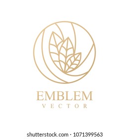 Nature logo. Floral logo. Flower icon. Floral emblem. Cosmetics, Spa, Beauty salon, Decoration, Boutique logo. Interior Icon. Resort and Restaurant Logo. Herbal, leaf, nature icon.