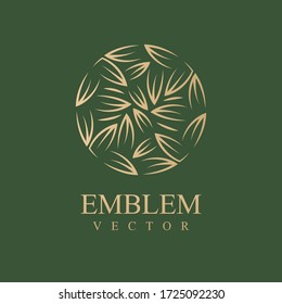 Nature logo. Floral logo. Leaf icon. Floral emblem. Cosmetics, Spa, Beauty salon, Decoration, Boutique logo. Interior Icon. Resort and Restaurant Logo. Herbal, leaf, nature icon.