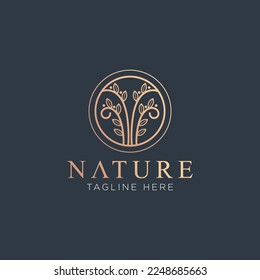 Nature logo. Floral logo. Resort and Restaurant Logo. Interior Icon. Herbal, leaf, nature icon. Cosmetics, Spa, Beauty salon, Decoration, Boutique logo