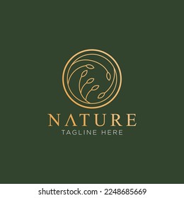 Nature logo. Floral logo. Resort and Restaurant Logo. Interior Icon. Herbal, leaf, nature icon. Cosmetics, Spa, Beauty salon, Decoration, Boutique logo