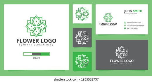 nature logo, flower beauty logo concept with business card design inspiration template.