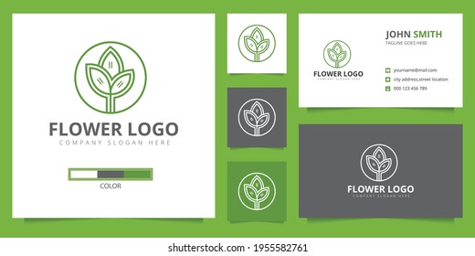 nature logo, flower beauty logo concept with business card design inspiration template.