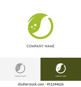 Nature logo - fresh green leaf on the white background