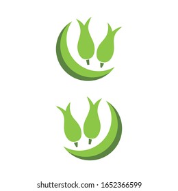 Nature logo, green leaf icon, bud flower vector template, vector icon