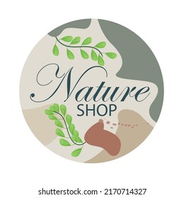 nature logo with green leaf twigs. cute design vector illustrator for logos and icons