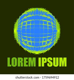 Nature Logo with Green Tree forms.  The Globe / Earth. Green Tree Vector Logo. Earth Vector Logo.