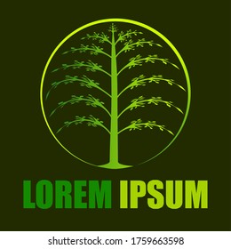 The Nature Logo with Green Trees forms the Circle. Green Tree Vector Logo.