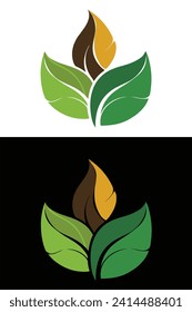 
Nature logo, green tropical leaves icon, mround emblem, modern design, Free healthy leaf logo template

