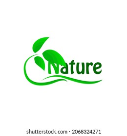 nature logo icon with elegant leaf illustration, vector design