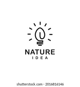 Idea del logotipo de la naturaleza con diseño de hojas y luces ilustración vectorial