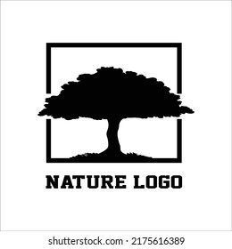Ilustración del logotipo de la naturaleza diseño vectorial con tema blanco y negro para el logotipo y el icono